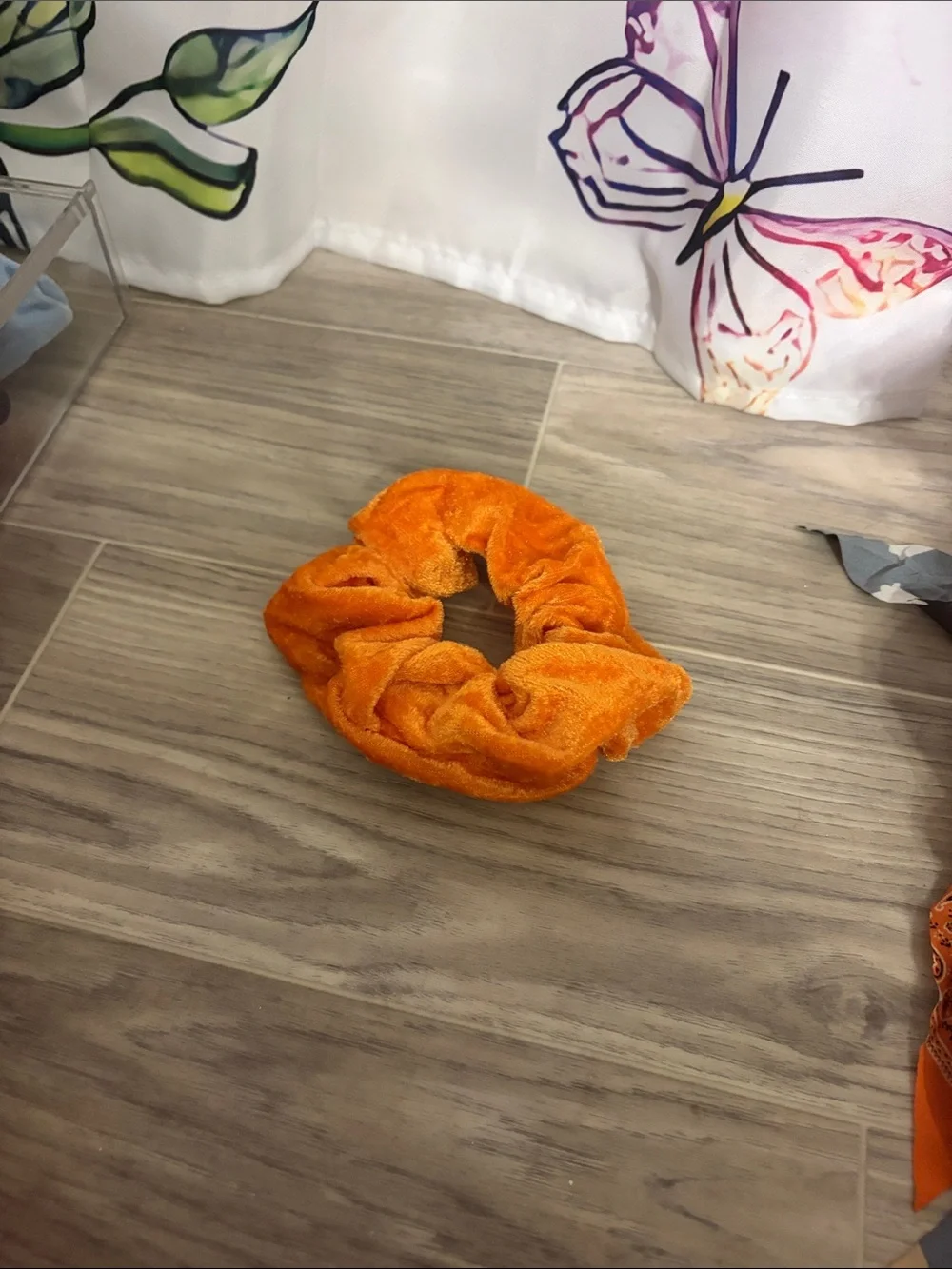Orange Kids Plush Scrunchie - Soft Elastic Hair Tie